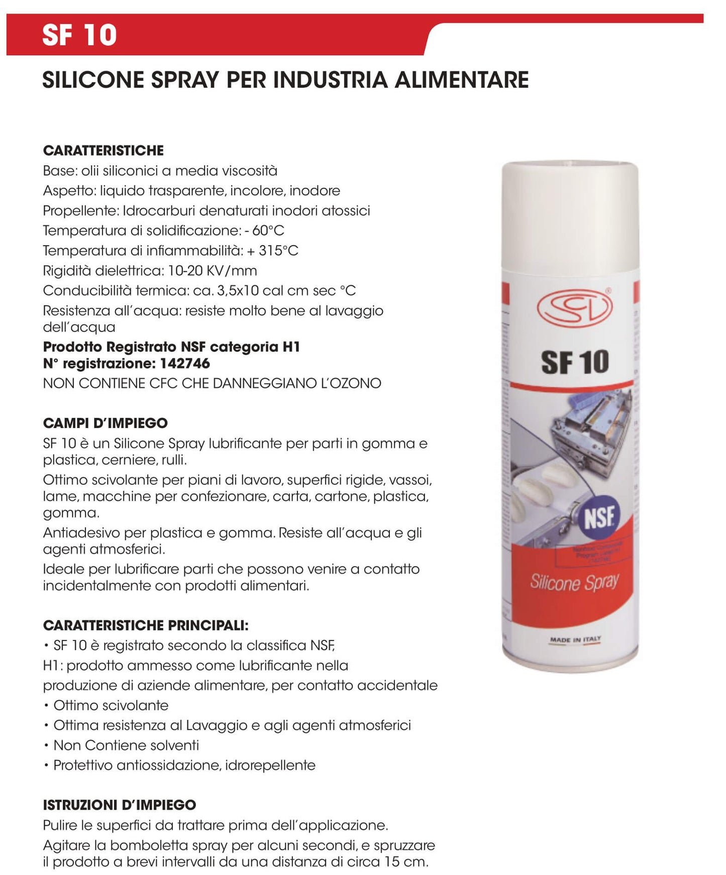 SF 10 Silicone spray per industria alimentare