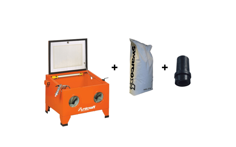 Unicraft sabbiatrice SSK1 + microsfere vetro Swarco 70/110 + ugello in materiale composito