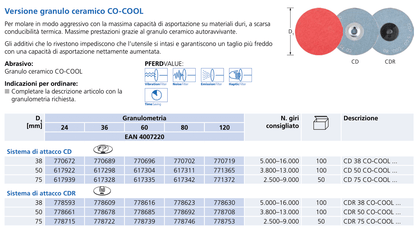 Pferd dischi abrasivi COMBIDISC granulo cermaico CO-COOL