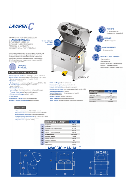 Lavapezzi manuale a bassa pressione (8bar) LAVAPEN 3C