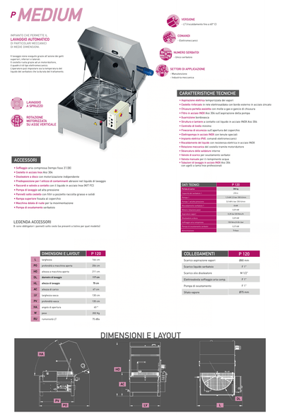Lavapezzi automatica P 120 con pompa ad alta pressione