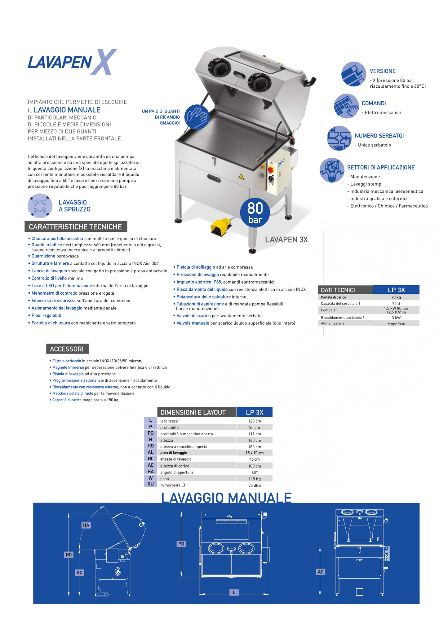 Lavapezzi manuale ad alta pressione (80bar) LAVAPEN 3X